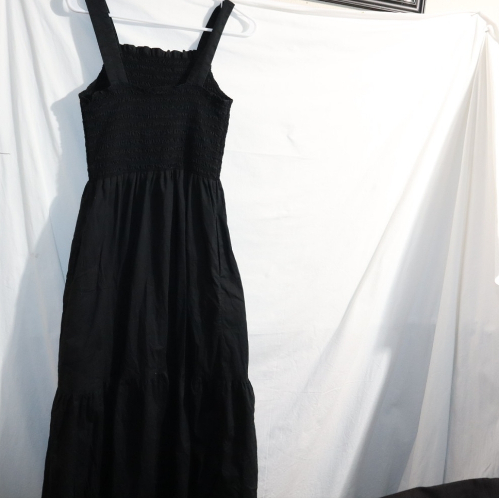 Everlane Black Cotton Smock Dress Long - Picture 7 of 15